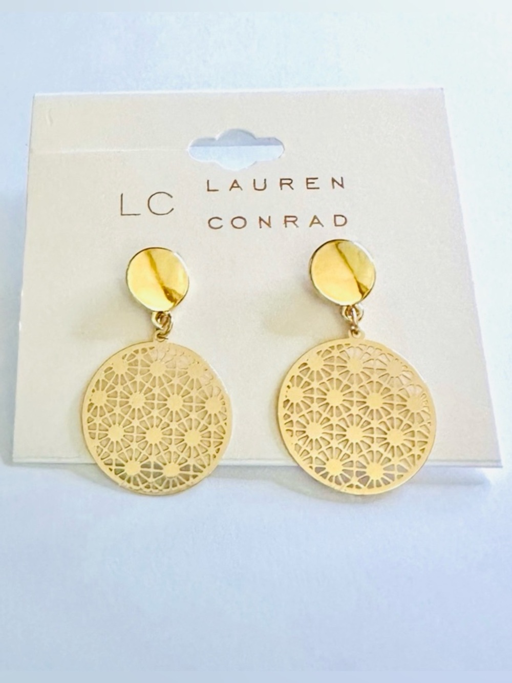 LC Lauren Conrad Gold-Tone Filigree Nickel Free Disc Drop Earrings